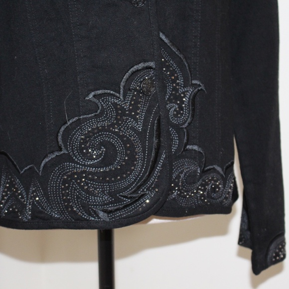 Chico's ,  Denim Dazzle Rowena  jacket black size 1 - Picture 4 of 9